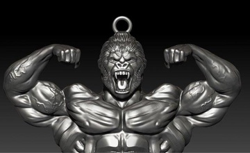 gorilla forte pendente bodybuilder scultura zbrush blender3d stl file 3dmodeling gioielleria 3d print model - Mito3D