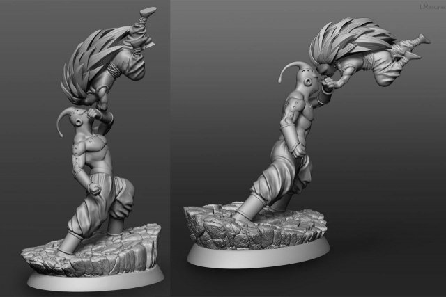 gotenks vs super buu 3d impressão modelo in escultura 3dexport dbz goku goten gogeta dragão ballz ss saiyan buma broly célula majin roshi yamcha vegetta shenron 3D print model - Mito3D