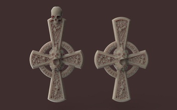 gotisch kreuz schädel 3d drucken modell 3dexport scand symbol dunkel schmuck religion rune tod myst schrei stil modern 3d print model - Mito3D
