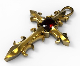 gothic cross design jewelrydesign pendant diamond designjewelry 3d print model - Mito3D