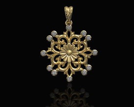 gothic floral pendant 3d printable stl pendants gold silver platinum sterling gemstones brilliant women classic jewellry 3d print model - Mito3D