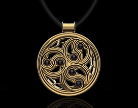 gothic pendant 3d printable pendants gold silver platinum sterling women men fashion stylish cabchion symbol yin-yang jewellry 3d print model - Mito3D