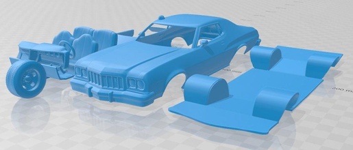 gran torino 1975 starsky y hutch printable car 3d print model in automotive 3dexport slot scalextric tamiya rc miniz hobby micro 3d print model - Mito3D