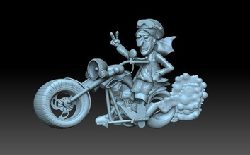 abuelita motociclista cnc motocicleta motor moto motos yaga ciclistas 3d print model - Mito3D