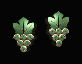 üzüm küpe mücevher 3d yazdırılabilir stl altın Gümüş platin sterling taşlar kadınlar parlak şık elmas meyve üzüm-logo kuyumcu 3d print model - Mito3D