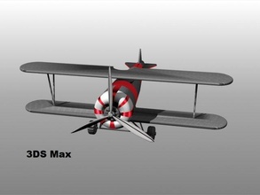 gris biplan 3d modèle in vieux 3dexport avion 3d print model - Mito3D