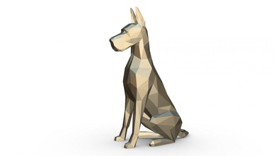harika dane şekil 2 3d yazdır model in hayvanlar 3dexport sanat hediye takı düşük poli kolye 3dprint hayvan dekor iç tasarım minyatürler heykel oyuncak karikatür japon kağıt katlama sanatı köpek 3d print model - Mito3D