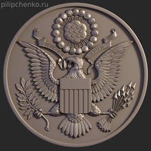 Excelente sello unido Estados Unidos Saco brazos águila 3d print model - Mito3D