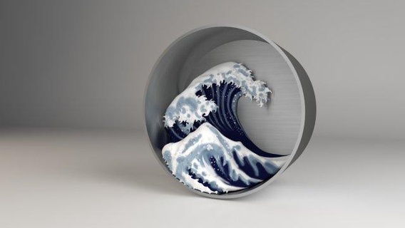 grande onda kanagawa scultura ioconico mare Barche Giappone 3d scansionato hokusai 3d print model - Mito3D