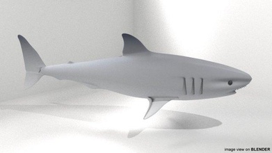 ótimo branco Tubarão mandíbulas barbatanas predador assassino cavalinha peixe ponteiro oceano 3d print model - Mito3D