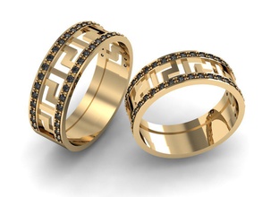 griego anillo de bodas la joyería el diamante imprimible boda cad compromiso las gemas femenino mujeres brillante exclusivo 3dm stl obj moda oro rhiho cnc 3d print model - Mito3D