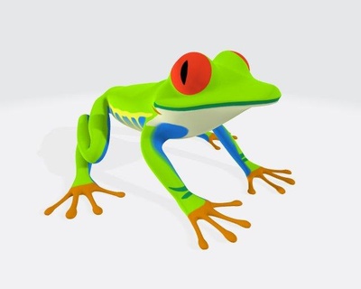 green frog ready print sculpture amphibian toad redeye froggy toy animals redeyes animal zoo nature jungle tropical treefrog reptile water lowpoly toxic forest 3d print model - Mito3D