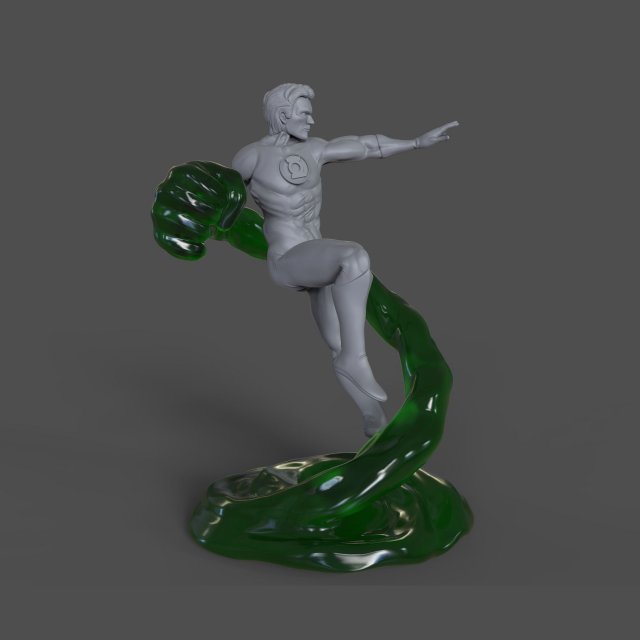 vert lanterne statues prêt to impression 3d modèle in homme 3dexport hal corps police dc bande dessinée merveille super héros sculptures verte carcajou miniatures figurines justice ligue personnage humain fantaisie 3D print model - Mito3D