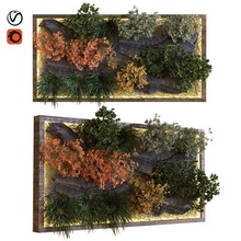 yeşil duvar Ayarlamak 040 bitki çalı ağaç doğa 3d print model - Mito3D