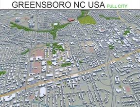 yeşillik Kent kuzeyinde Carolina Amerika Birleşik Devletleri bina harita alan kentsel model sokak topografya yol blok gökdelen ev Komşuluk ufuk çizgisi şehir merkezi tramvay dış 3d print model - Mito3D
