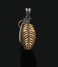 grenade squelette pendentif sang guerre armée bombe dynamiter rap grenat bijoux motard OS crâne d'anneau skul zbrush scul Collier pendentifs 3d print model - Mito3D