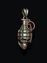 grenade crânio pingente 3d impressão modelo in pingentes 3dexport sangue guerra exército bombear dinamite rap granada joalheria motociclista osso ringkull skul zbrush esculpir colar 3d print model - Mito3D