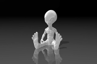grey alien 3d print model in monsters & creatures 3dexport ufo sculpture stl art creature space cosmos extraterrestrial sitting easy obj 3d print model - Mito3D