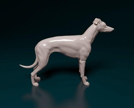 windhund hund 3d drucken modell figuren 3dexport grau tier gedruckt stl obj whippet 3d print model - Mito3D
