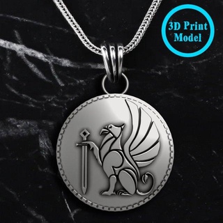 griffin hawk lion ancient pendant pendants jewelry printable gold silver 3dsmax artist prototype stl necklace louts men bird dragon necklaces 3d print model - Mito3D