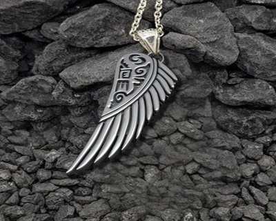 griffin wing inscription pendants jewelry printable gold silver 3dsmax artist prototype stl necklace pendant louts ancient lion men hawk bird dragon 3d print model - Mito3D