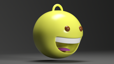 grinning face emoji keychain smile 3d print model - Mito3D