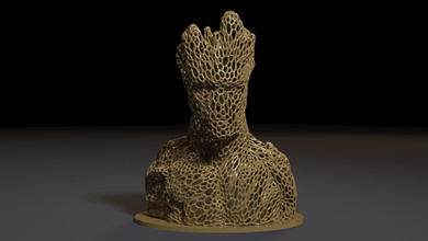 groot de voronoi do busto o design madeira escultura coleção a arte decoração marvel figura esculturas 3d impressão 3d print model - Mito3D