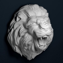 gruñido león 3d impresión modelo in escultura 3dexport cabeza agresivo enojado bestia gato caza trofeo animal salvaje molde cnc molienda taxidermia 3d print model - Mito3D