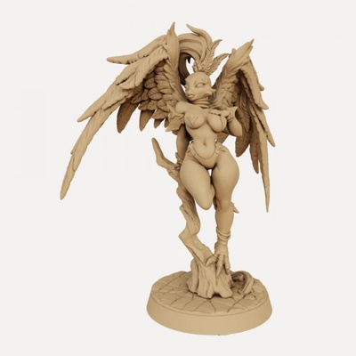 gryphinia pinup miniatures ready to print 3d model in sculpture 3dexport gryphinia-pinup dragons dungeons fantasy female lady mini rpg wings miniature tabletop beauty wargame dnd aarakocra ttrpg artisan guild presupported 3d print model - Mito3D