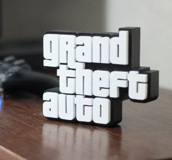 gta logo signs logos grand theft auto games xbox playstation ps5 rockstar art 3d print model - Mito3D