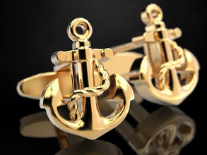 gufling anchor cufflinks anchors jewelry print 3dprinted jewellery printable jewel golden fashion printabl printing gold prototyping silver 3d print model - Mito3D