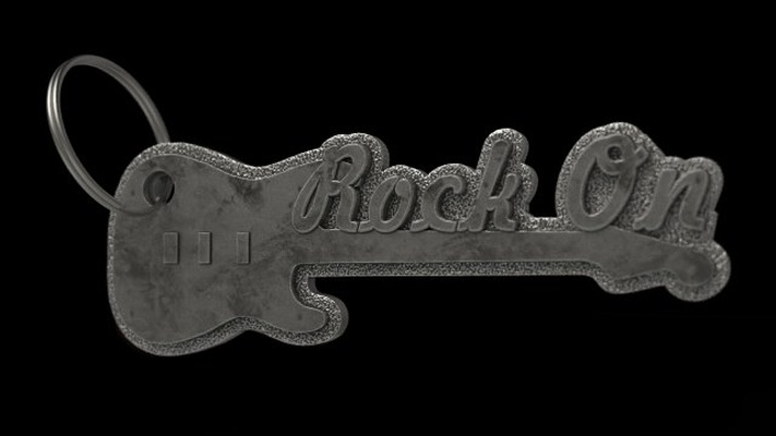 guitar keychain 3d print model in keychains 3dexport isolated silver key chain printable gadgets printready music instrument band guitar-keychain rock-on rock-music 3d print model - Mito3D