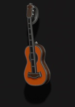guitarra pingente de esmalte instrumento músico a música acústico clássico som musicais jazz gong violão rock realista jóia jóias prata ouro emal 3d print model - Mito3D