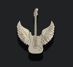 guitar wings pendant 3d print model in pendants 3dexport flying faded musical music acoustic sound rock silver gold randy rhoads stratocaster gesture wing fur fender electric jewelry 3d print model - Mito3D