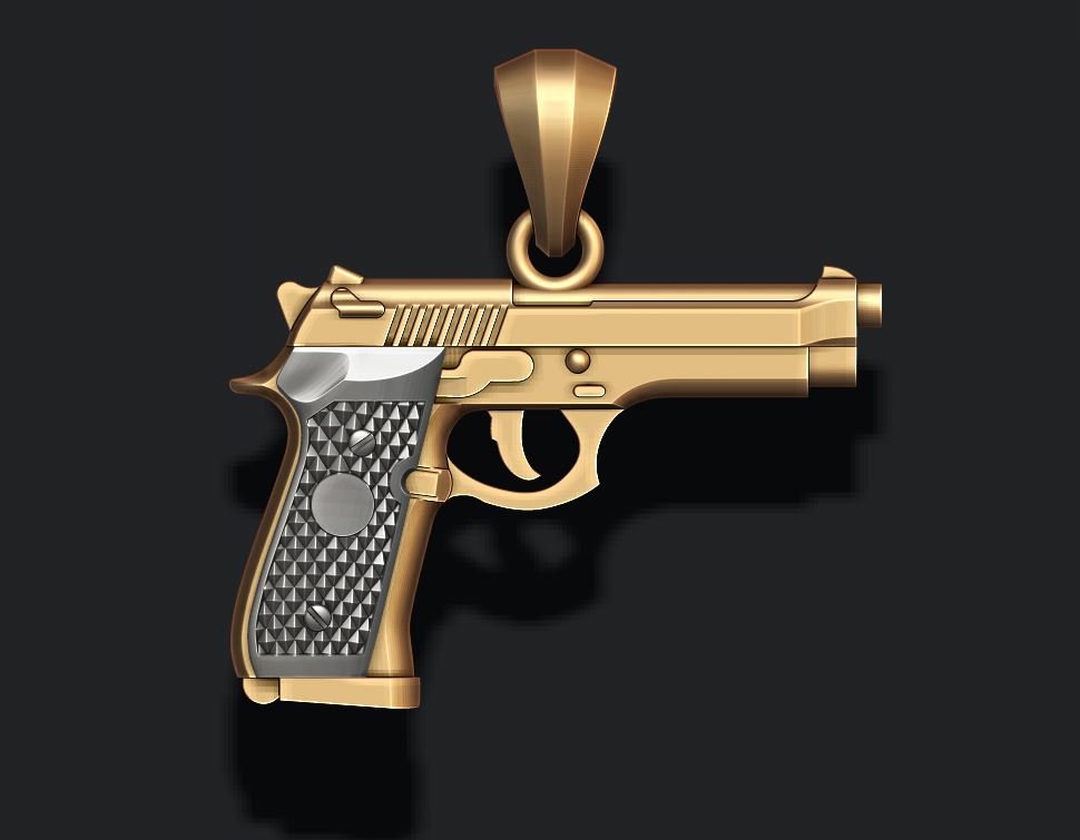 gun pendant jewel jewellery jewelry necklace pendants magnum revolver pistol bullet weapon ammunition offense silver outlaw ammo trigger wheeler army 3D print model - Mito3D