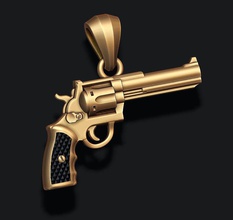 anhänger 3d drucken modell 3dexport revolver magnum kugel handarm pistole krieg armee militär schütze cowboy juwel schmuck silber fohlen 3d print model - Mito3D