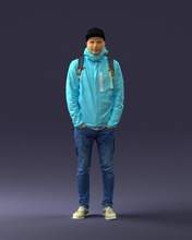 guy in blue jacket 0123 3d print ready model man 3dexport scan polygon 3dprint human male realistic posed character people miniatures woman child style success fashion beauty 3d print model - Mito3D