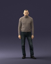 guy coffee turtleneck 0514 3d print ready model in man 3dexport scan polygon 3dprint human male realistic posed character people miniatures woman child style success fashion beauty 3d print model - Mito3D