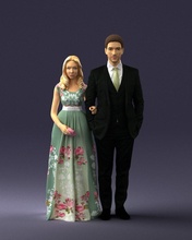 guy girl colorful dress 0474 3d print ready scan model polygon 3dprint human male realistic posed character people miniatures man woman child love relationship couple romance 3d print model - Mito3D