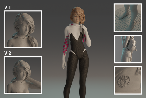gwen stacy statue 3d print model in woman 3dexport spider spiderverse spidergwen spiderman peter parker peterparker web insect babe anime girl figurines marvel dc super hero 3d print model - Mito3D