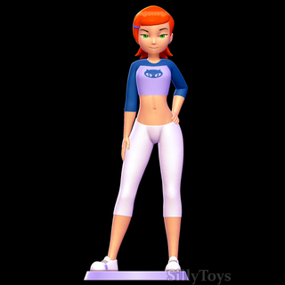 gwen tennyson woman ben 10 female curvy cartoon hot girl ginger green eyes 3d print model - Mito3D