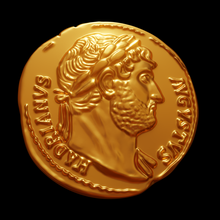 hadrianvs avgvstvs coin ancient rome-ancient printable gold money cash treasure 3d print model - Mito3D