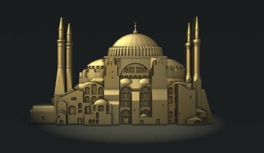 hagia Sofia cnc mesquita Istambul Peru bas alívio lembrança memorial imprimível islâmico miniaturas 3d print model - Mito3D