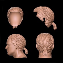 hair 12 wig style bald hairstyle character man human head fashion mesh male headwear ponytail 3d print model - Mito3D