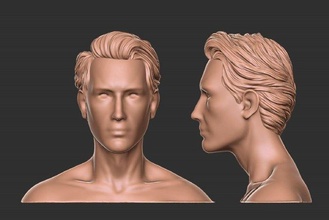 cabello 15 cabeza masculino Moda peluca malla realista chico personaje hombre medio elegante Arte Corte pelo salón cheveux esculpir 3d print model - Mito3D