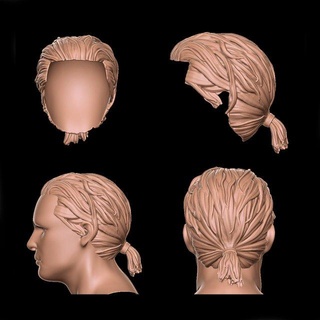 cabello 1 hombre peluca estilo calvo peinado personaje humano cabeza Moda malla masculino sombreros cola caballo 3d print model - Mito3D