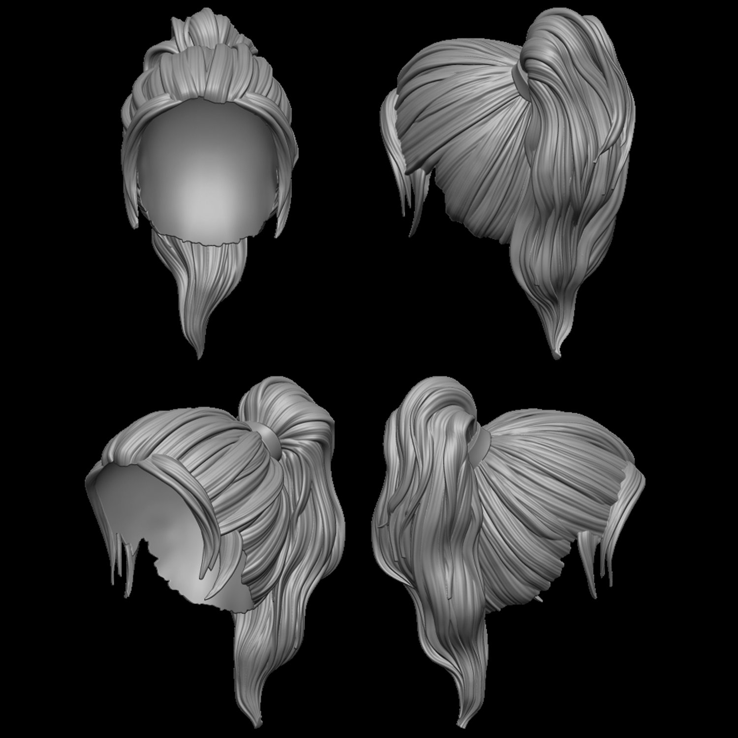 cheveux 5 3d impression modèle in femme 3dexport sculptures tête perruque humain mode sculpture fille art scul 3D print model - Mito3D