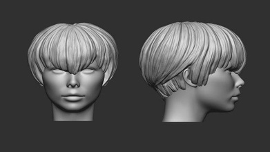cabello 20 corto malla niña mujer salón Barbero cabeza peluca realista atajo peinado belleza lindo cara persona escultura 3d print model - Mito3D