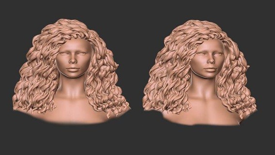 hair 23 woman girl mesh realistic hairstyle salon barber head wig beauty character art stylish hairdresser modern haircut curly 3d print model - Mito3D