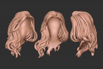 hair 27 3d print model in woman 3dexport girl mesh realistic hairstyle salon barber head wig beauty character long art stylish cheveux curly 3d print model - Mito3D